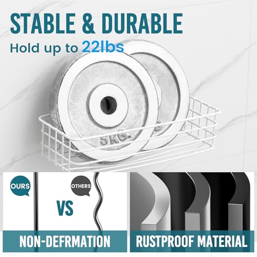 Image of TAILI Shower Caddy Suction Cup 2 Pack with Hooks & Soap Holder, White