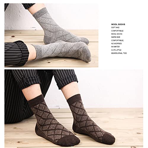Liuzh 5 Pairs/Lot Wool Socks Men Winter Cashmere Warm Casual Sock Meias Rhombus Pattern Gift Socks (Color : A, Size : One Size) #TOP3