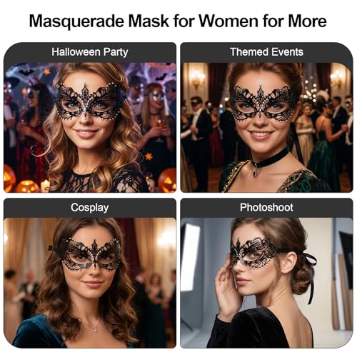 Image of Exlinonline Lace Masquerade Mask Elastic,Fit for Adult,Soft Gentle Material,Specially For Costume,Thememed Party