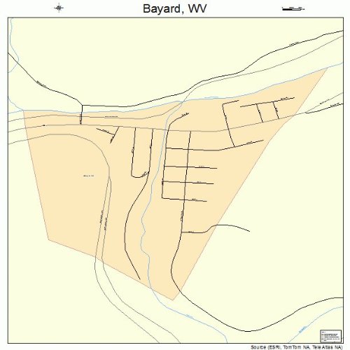 Large Street & Road Map of Bayard, West Virginia WV Printed poster
