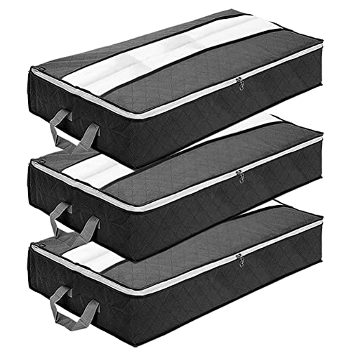 GoMaihe Sac de Rangement sous Lit Lot de 3, Rangement sous Lit Grande Non-Tisse Pliable, Sacs de Rangement pour...