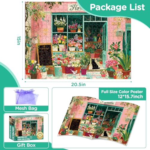 Rompecabezas de 500 Piezas para Adultos, Puzzle de Flores de Primavera | Puzzle Pink House 500 Piezas para Adultos y Adultos Mayores Tema Romance con Letras en la Parte Posterior miniatura 2
