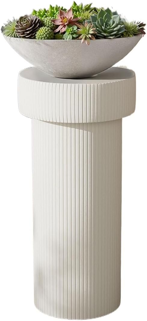 24" Tall Roman Column Pedestal Stand - Heavy Duty Magnesium Oxide Garden Pedestals for Statues, Columns and Pillars for Weddings and Dining Tables, Indoor/Outdoor