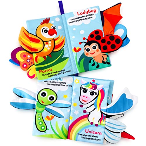 Image of BabyBibi Touch My Wings Soft Crinkle Books for Babies - Touch and Feel Sensory Baby Sensory Toys to Help Early Development & Motor Skills - for Ages 0 Months+