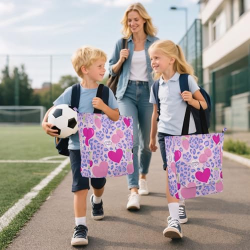 Bolsa de libros para niños amantes de la lectura con tierno diseño morado 6