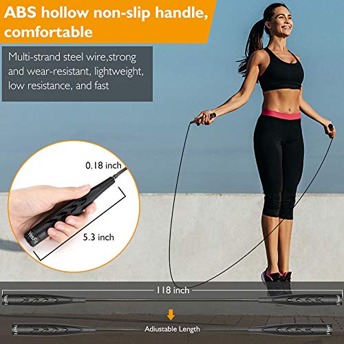 YesFit Jump Rope for Workout,Boxing,Cardio,MMA,Weight Loss,Fitness,Training,Weighted Speed Jump Rope for Height 3.6 ft to 6.5 ft,Kids,Women,Men,2019 Newest Design,Portable Optimal Jump Rope