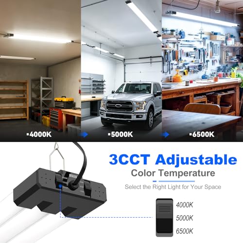 Image of JESLED LED Shop Lights 4FT, 3CCT Selectable 4000K /5000K /6500K, Adjustable 30W /40W /50W, 7500LM Super Bright (300W Equivalent), Linkable Utility Light for Garage, Ceiling or Hanging Mount, ETL, 2 Pack