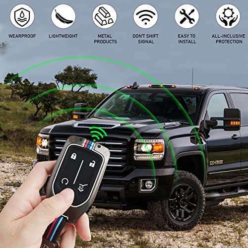 Moonlinks Zinc Alloy Key Fob Case Cover 5-Button Compatible With 2019-2022 Chevy Silverado/Gmc Sierra 1500 2500Hd 3500Hd,Silicone Remote Keyless Fob Case Metal Shell With Key Chain Protector,Gray #TOP3