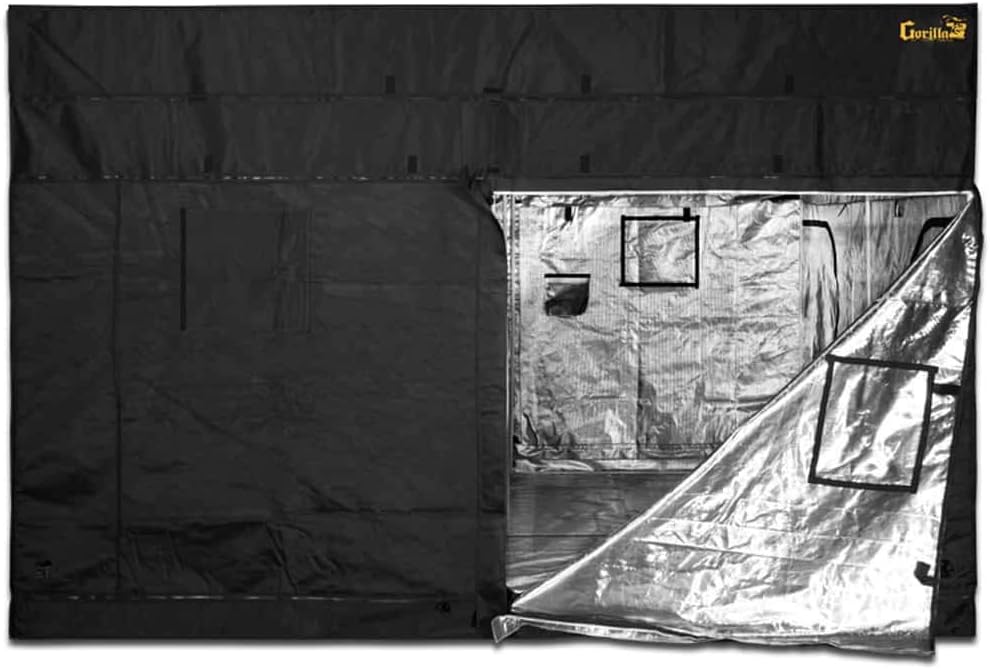 Gorilla Grow Tent | Complete Heavy-Duty 1680D Reflective Hydroponic Grow 10-Foot by 10-Foot Tent for Growing Indoor Plants with Free 1-Foot Height Extension Kit, Windows, Floor Tray