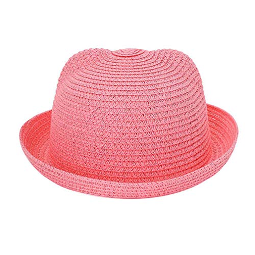 Familyhouse Lovely Cat Ears Straw Sun Hat for Children Kids Summer Travel Bucket Hat Beach Play Hat