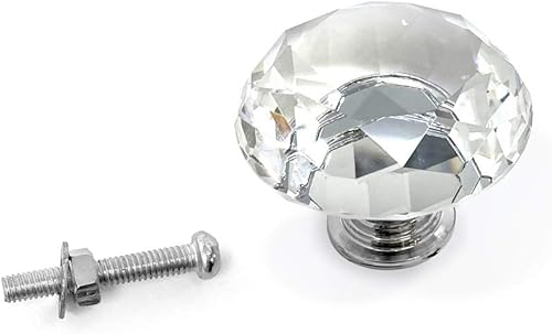 Miniatura 3 de Isaac Jacobs - Juego de 6 pomos de cristal de forma redonda clásica (1.378 in), pomos de gabinete con tornillos, tiradores de cajón de vidrio para