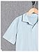 OYOANGLE Boy's Short Sleeve Collar Neck Cable Knitted Solid Plain Golf Uniform Shirt Blue 9Y