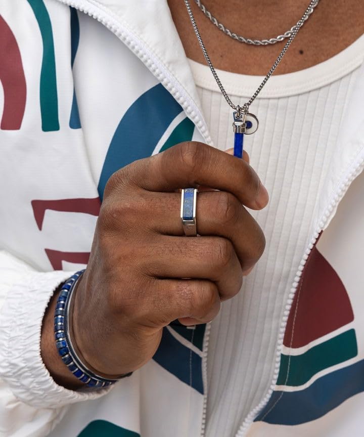 Natural Lapis Lazuli Ring Men Premium Plated 925 Sterling Silver Lapis Lazuli Mens Ring Handmade Gemstone Ring Gift For Him Promise Ring for men3