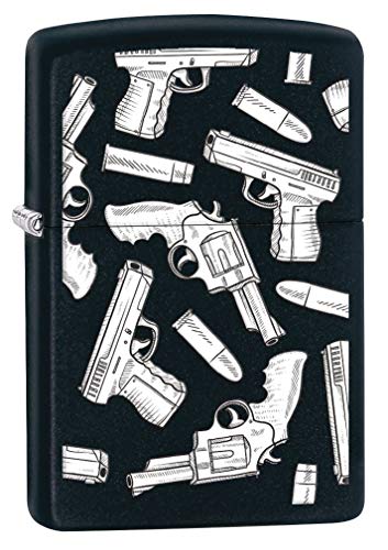 Encendedor Zippo Guns and Bullets Negro Mate miniatura 1