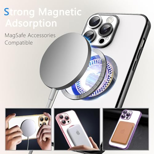 Image of Misscase for iPhone 16 Pro Max Magnetic Glitter Case Compatible with MagSafe,Full Protection Slim Shockproof Anti-Scratch Case with Camera Lens Protector Logo View Dust-Proof Net for Women Black