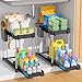Vihoom Under Sink Storage Kitchen Organiser 2 Pack, 2 Tier Pull Out Cabinet Organiser, Multi-Purpose Under Sink Organizer Kitchen for Bathroom, Cabinet, Countertop