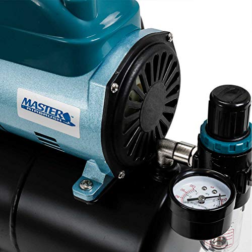 Master Airbrush Model TC-40T Air Brush Compressor Kit - Cool Runner Professional Single-Piston Airbrush Compressor with 3-Liter Air Tank, Regulator, Gauge, Water Trap Filter, 2 Holders & Air Hose - Image 7