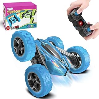 COOZI 4WD RC Stunt Car Toy with in Green - High-Speed Direct Charge Remote Control Car for Boys & Girls | 2.4Ghz Double Sided Flips 360° Rotating Vehicle Car with Rechargeable Battery | Great Gift