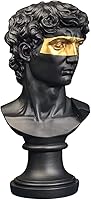 Vista 1 de Estatua de busto griego de 15.75 pulgadas de resina creativa de David, estatua réplica de escultura, decoración de oficina en casa, color negro