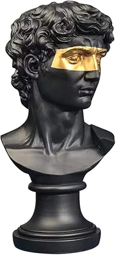 Miniatura 1 de LKXHarleya Estatua de busto griego de 15.75 pulgadas de resina creativa de David, estatua réplica de escultura, decoración de oficina en casa, color
