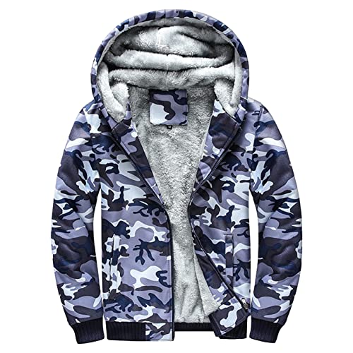 Sweatshirt homme à capuche doublé sherpa camo veste chaude hiver