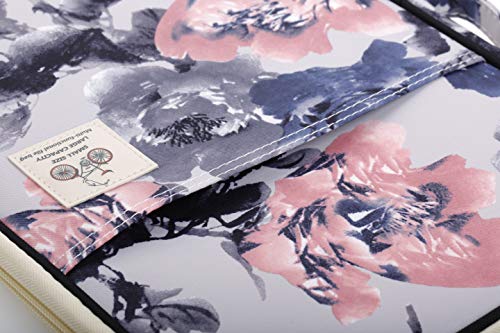 Lazyaunti Zipper Portfolio Organizer A4 Note Pouch-Waterproof Document Bags/Zipper Binder/Paper Case for 12.5" Mac,Tablet,Pens,washi Tape,Journals,Sketch Books(Chinese Antique Flower)