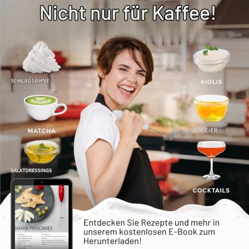 PowerLix Milchaufschäumer Stab, Milchschäumer Elektrisch - mit Edelstahlständer 15-20s, 19000 U/min… – Ansicht 6