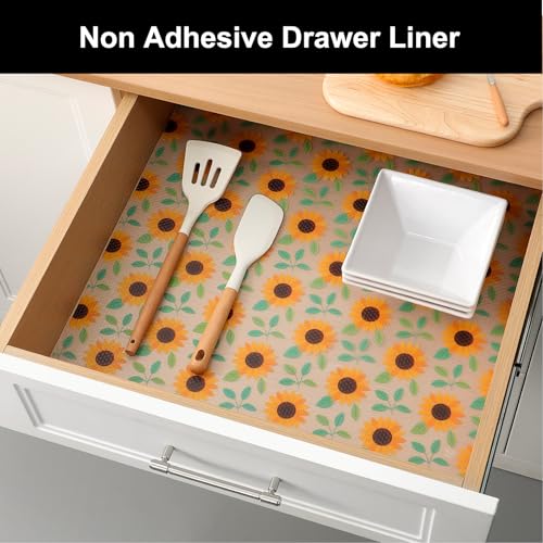 Image of Cooyes Shelf Liner - Premium Non-Adhesive Cabinet & Drawer Liner for Kitchen - Waterproof Shelf Paper with Modern Pattern - Durable EVA Cabinet Mat - Easy to Cut