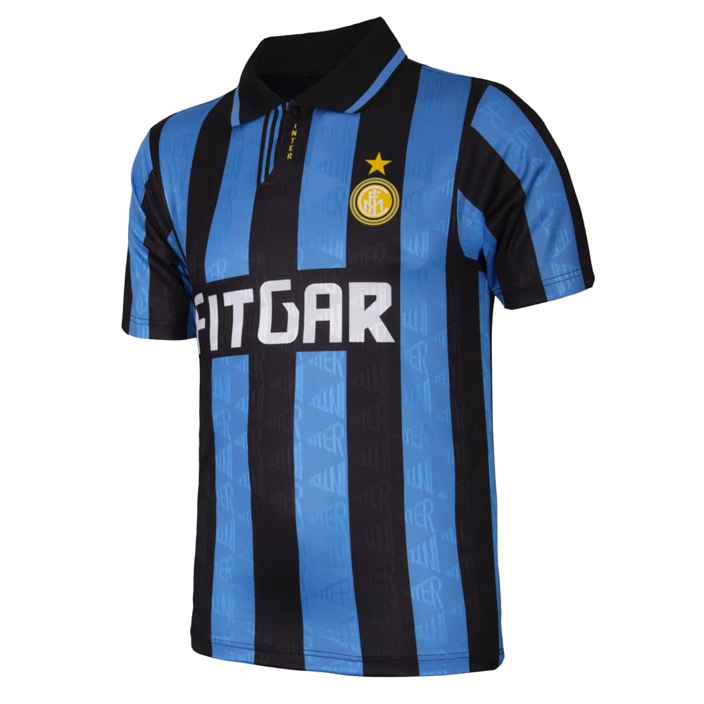 Copa – Camiseta de Fútbol Retro – Hombre – FC Internazionale 1991-92 – Azul - Negro – 70% poliéster Reciclado – 30% poliéster