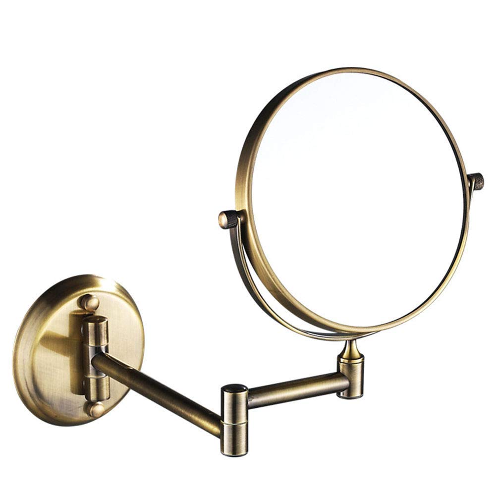 Miroir mural rétro en cuivre antique avec grossissement 3X pivotant