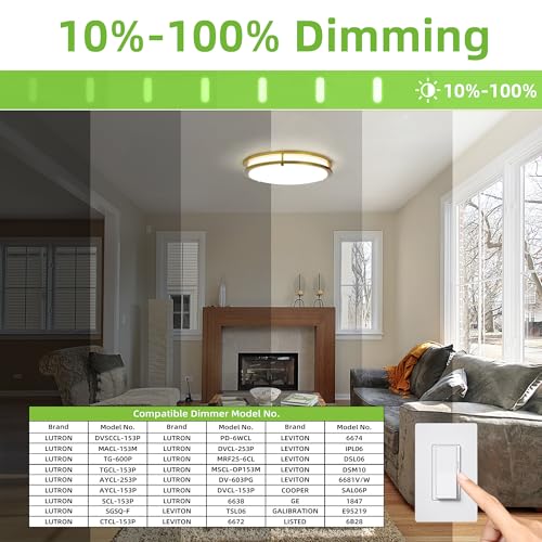 Image of hykolity 16 inch Dimmable LED Flush Mount Ceiling Light Fixture,36W,2200LM