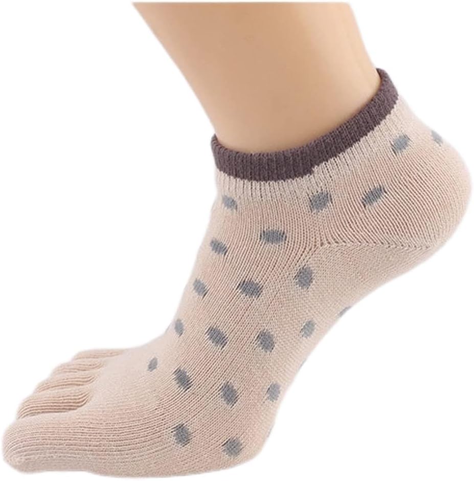 1 Pair Women Show Five Finger Ankle Socks Cotton Colorful Polka Dots Cute Young Casual Boat