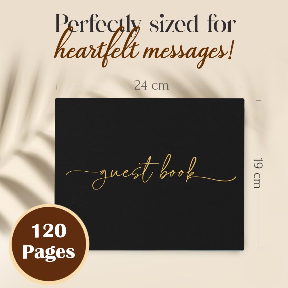 Plantvibes Wedding Guest Book, 120 Thick Pages that Prevent Ink from Bleeding Through, Modern Style with Golden Title - Image 2