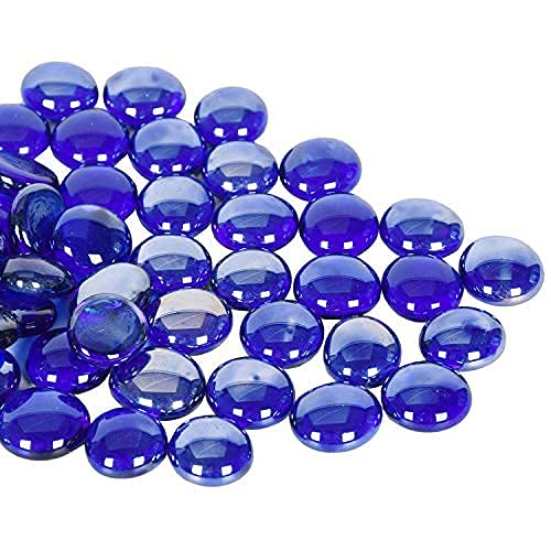 GasSaf Blue Fire Glass Beads for Outdoor Fire Pit, Fireplace, Replaces Existing Gas Logs & Lava Rocks, 3/4 Inch Glass(10 Pound)(Cobalt Blue)