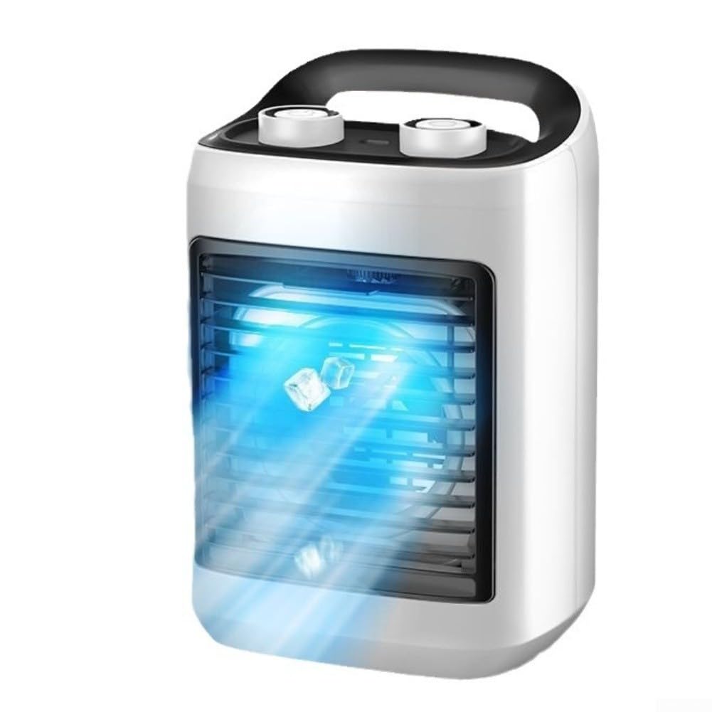 Tragbarer Klimaanlagen-Ventilator, Mini-Desktop-Kühler mit 6 Windgeschwindigkeiten, USB-betriebener Luftkühler für Zuhause, Büro, Schlafzimmer, leiser Betrieb, 180 ml Wassertank