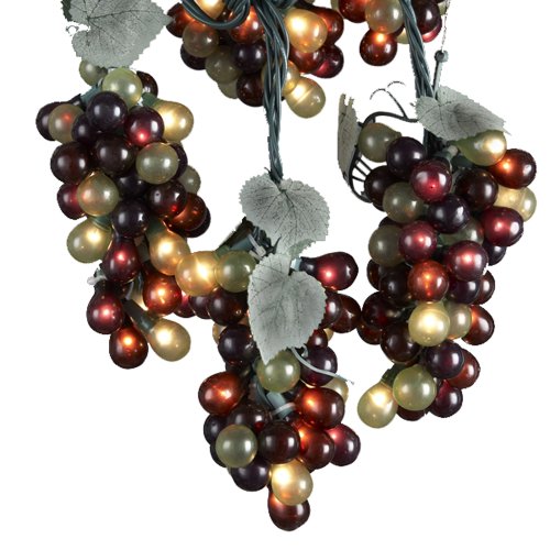 Kurt Adler Indoor/Outdoor UL 100-Light Micro Bulb 5 Cluster Multi Grape Light Set
