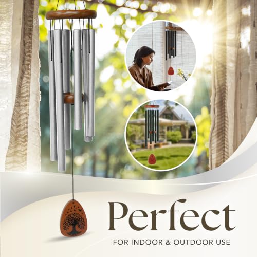 Image of Memorial Wind Chimes Gifts, Sympathy Gift Baskets, Bereavement Gift Idea, Grief, Sympathy Gifts for Loss of Loved One Husband Wife, Miscarriage Gifts for Mothers - Silver