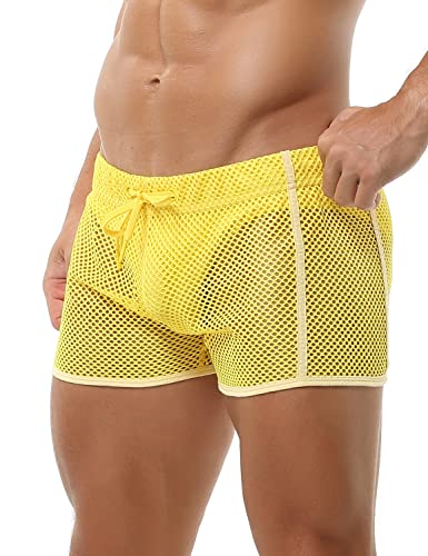 SEOBEAN Mens Low Rise Swim Sport Sexy Mesh Trunks Shorts 220602