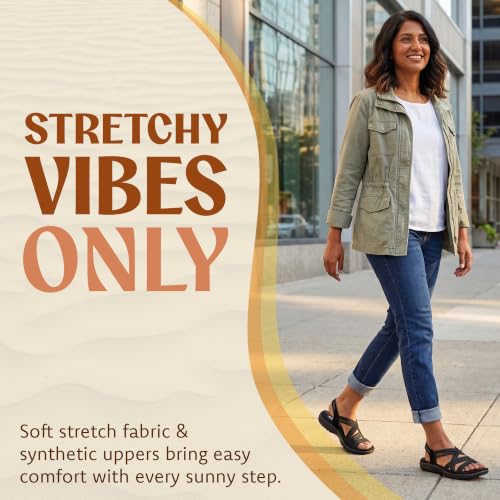 Image of Skechers Women's Reggae Slim Simply Stretch Sandal | Skechers Memory Foam Footbed, Stretch Fit, Machine Washable, Vegan, Strappy Gore Slingback Sandal