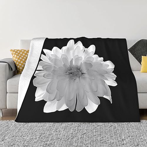 Couverture en flanelle fleurs blanches plaid doux pour lit salon canapé