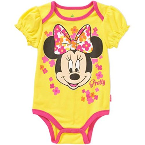 Bodysuit Disney Minnie Mouse bébé fille 6-9 mois vêtement floral jaune rose coton