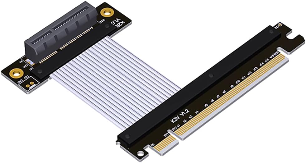 JMT PCI-E 4.0 x1 x4 to X16 Extension Cable gen4 16G/BPS 64G/BPS Adapter for Network Card USB Card Solid State Drive SSD Card (25CM,K32SL)