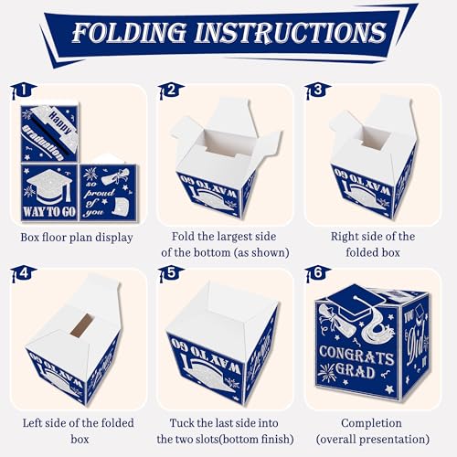 Image of AYGXU graduation card box Holder 2026 with 30pcs graduation cards,Graduation party Decorations,graduation box for gifts and Cards,graduation money box,Graduation Party favors Supplies-Royal Blue box