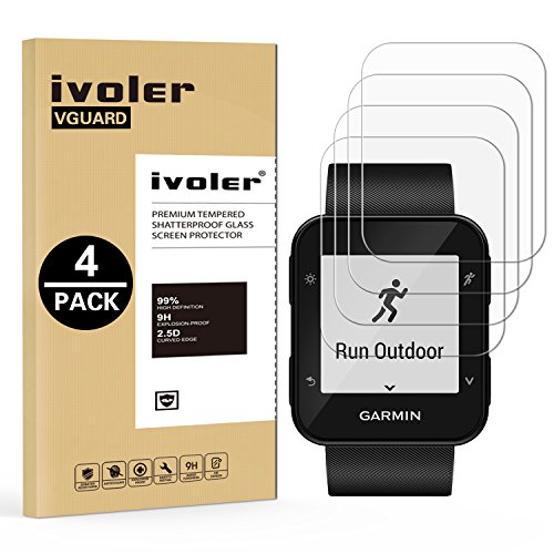 ivoler [4 Unidades] Protector de Pantalla para Garmin Forerunner 35 / Garmin Forerunner 30, Cristal Vidrio Templado Premium para Garmin Forerunner 35 / Forerunner 30