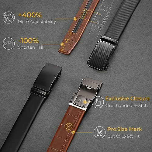 Image of CHAOREN Leather Ratchet Belt for men 1 3 /8 inch for Dress Pants - Micro Adjustable Belt Fit Everywhere