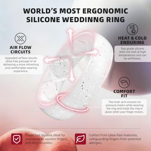 Image of Egnaro Silicone Wedding Bands Women, Inner Arc Ergonomic Breathable Design