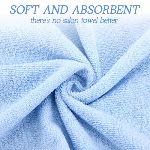 Image of Shimeyao 40 Pack Bleach Proof Towels Microfiber Absorbent Resistant Hair Hand Towels Bulk Quick Dry for Barber Gym Spa Shaving (Light Blue,16 x 29 Inch)