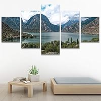 SIGNWIN 5 Panel Canvas Wall Art Modern Art Dramatic Farmhouse/Country Mountain Multicolor Nature Photography for Home Decorations Ready to Hang - 60