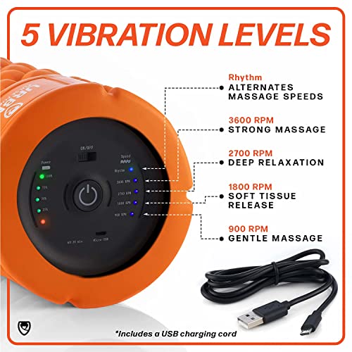 URBNFit Vibrating Foam Roller - Electric Muscle & Back Roller w/ 5 Speeds for Physical Therapy Exercise, Deep Tissue Massage, Post Workout Recovery and Trigger Point Release - Image 4