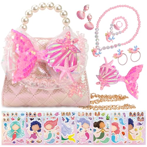 Bolso bandolera niña de sirena con joyas de vestir: el regalo ideal de cumpleaños y Navidad